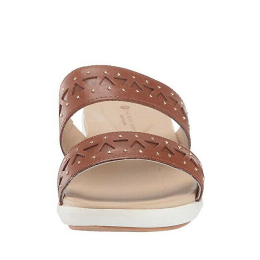NEW Hush Puppies Women Lyricale Studded Geometric Cut Out Two Strap Wedge Slide - Picture 2 of 4